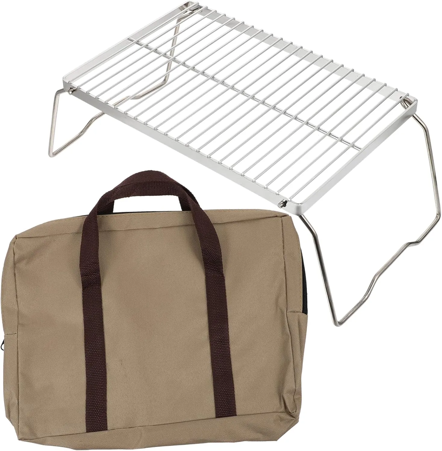Totority Grill Portable Barbecue Rack Outdoor Rack Camping Supply Outdoor Barbecue Rack Camping Rack Stainless Steel Silver