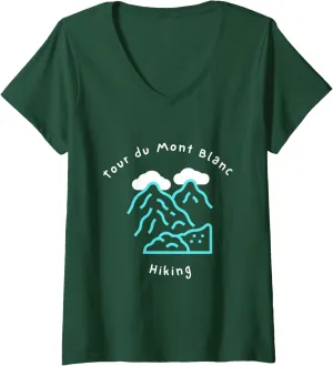 Tour du Mont Blanc Alpine Crossing Hiking Kungsleden Trail V-Neck T-Shirt