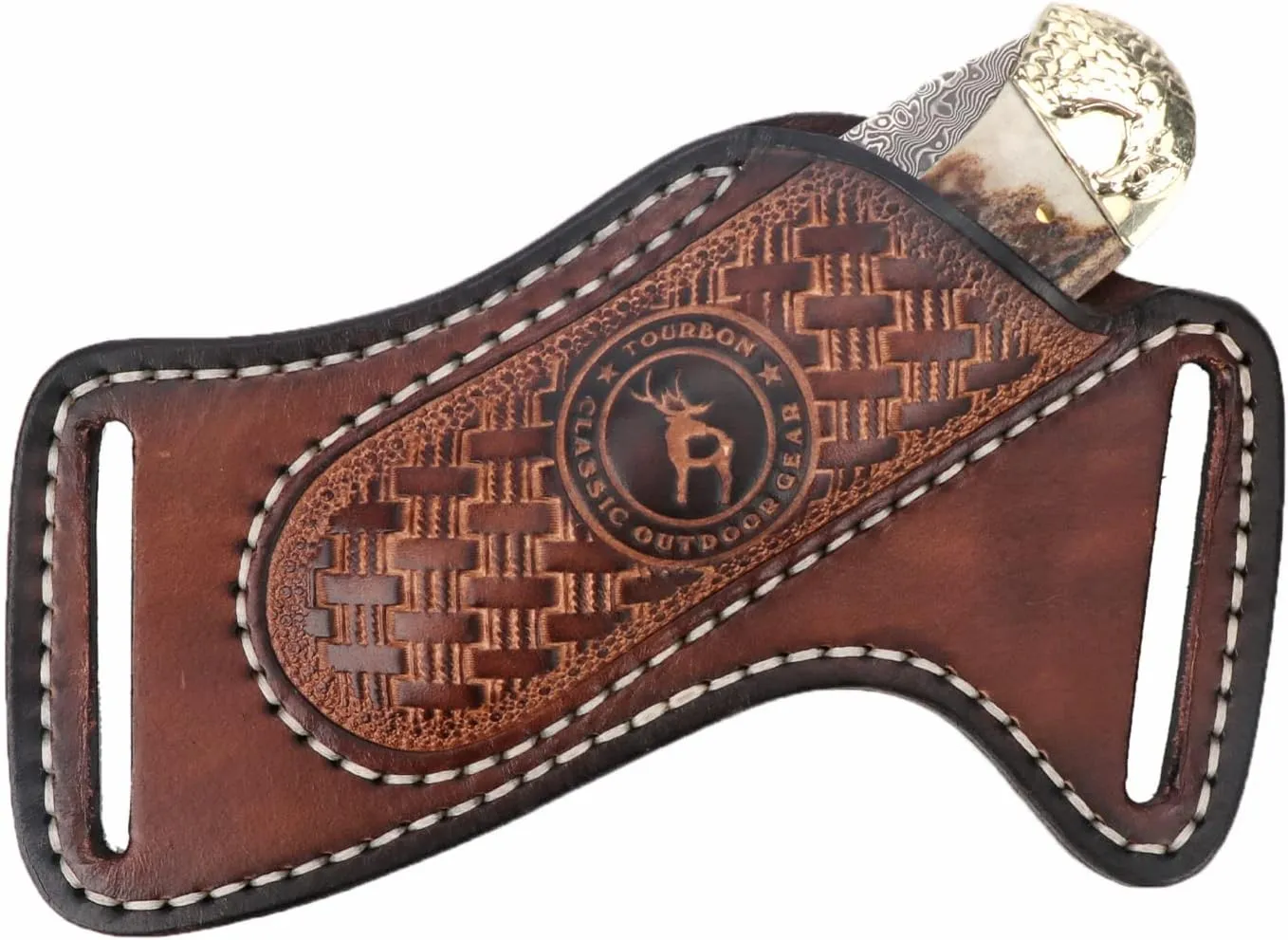Tourbn Leather Knife Sheath for Belt Pocket Folding Knife Holder Compact Draw Knifes Carrier EDC Tools Holster