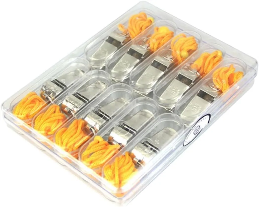 TOYANDONA 10pcs Referee Whistle Set Loud Metal Whistles for Football Soccer Durable Lightweight with Keychain Emergency Use for Training and Sports Events