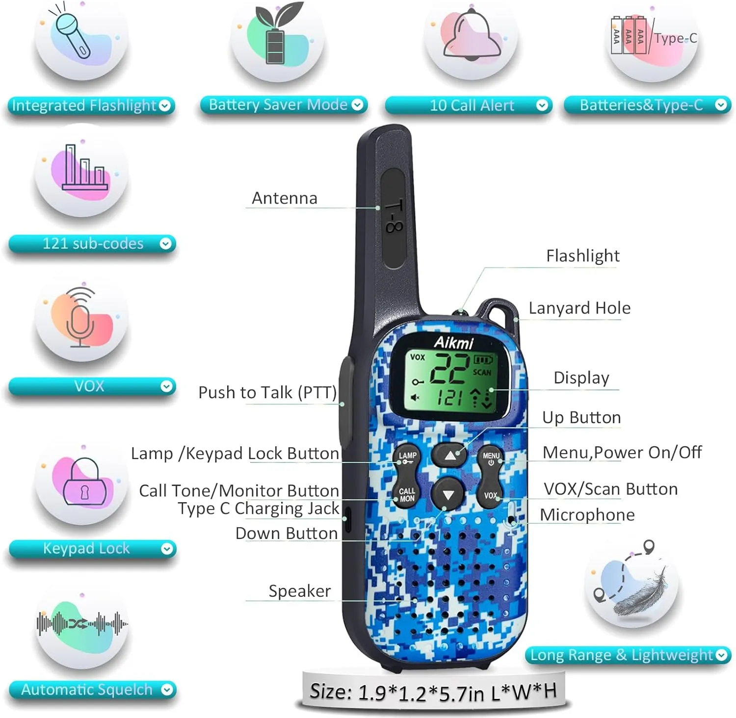 Toys for Boys Walkie Talkies for Kids 5 6 7 8 Year Old Boy Toys Pretend Play Police Military Spy Hunt Camp Outdoor Toys for Kids Birthday Present Boys Gifts (Blue Blue)
