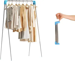 Travel Garment Rack,Portable and Foldable，Folding Clothes Rack for Dance,Travel,Camping, Drying,RV, Indoor,Outdoor. A Collapsible Mini Clothing Rack.