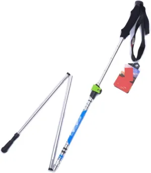 Travel Trekking Pole Folding Trekking Hiking Poles Strong Walking Stick Lightweight Aluminum Alloy for Camping Outdoor Activities(Silver)
