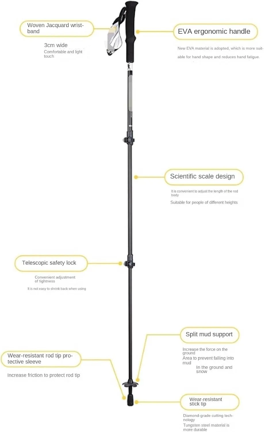 Travel Trekking Pole Trekking Poles Hiking Poles Aluminum Alloy Walking Stick Ultralight for Hiking Camping Outdoor Activities(Pink)