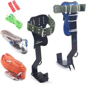Tree Climbing Spikes, Non-Slip Pole Climbing Spike Set,2 Gear Safety Belt Adjustable Rope Rescue Belt for Hunting Observation Picking Fruit Cutting Trees Pole Hook Tree Climbing Gear