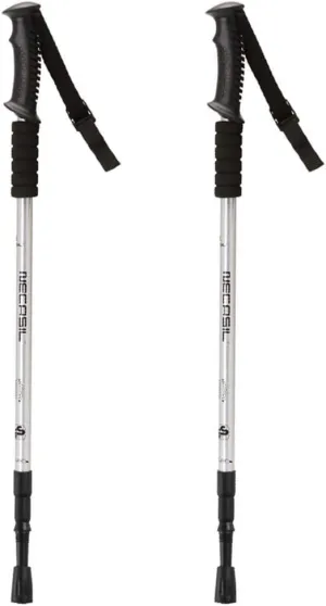 Trekking Poles 2-pc Pack Ultralight Aluminum Hiking Pole Walking Sticks Telescopic with Antishock for Camping Mountaining Backpacking Trekking (Silver)