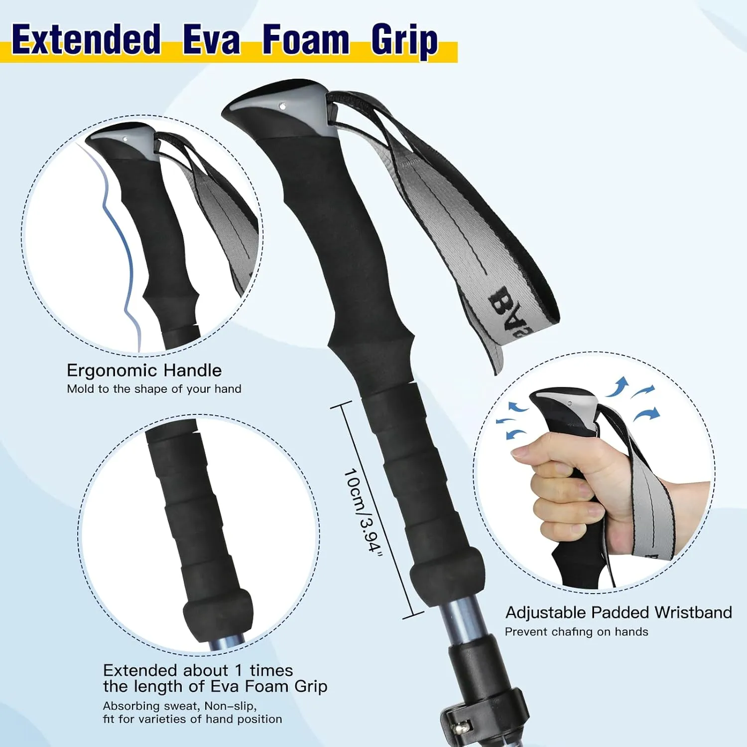 Trekking Poles Collapsible Hiking Poles for Men Women Upgraded Thickened Aircraft-Grade Aluminum Alloy Trekking Sticks with Tip Kits Carrying Bag