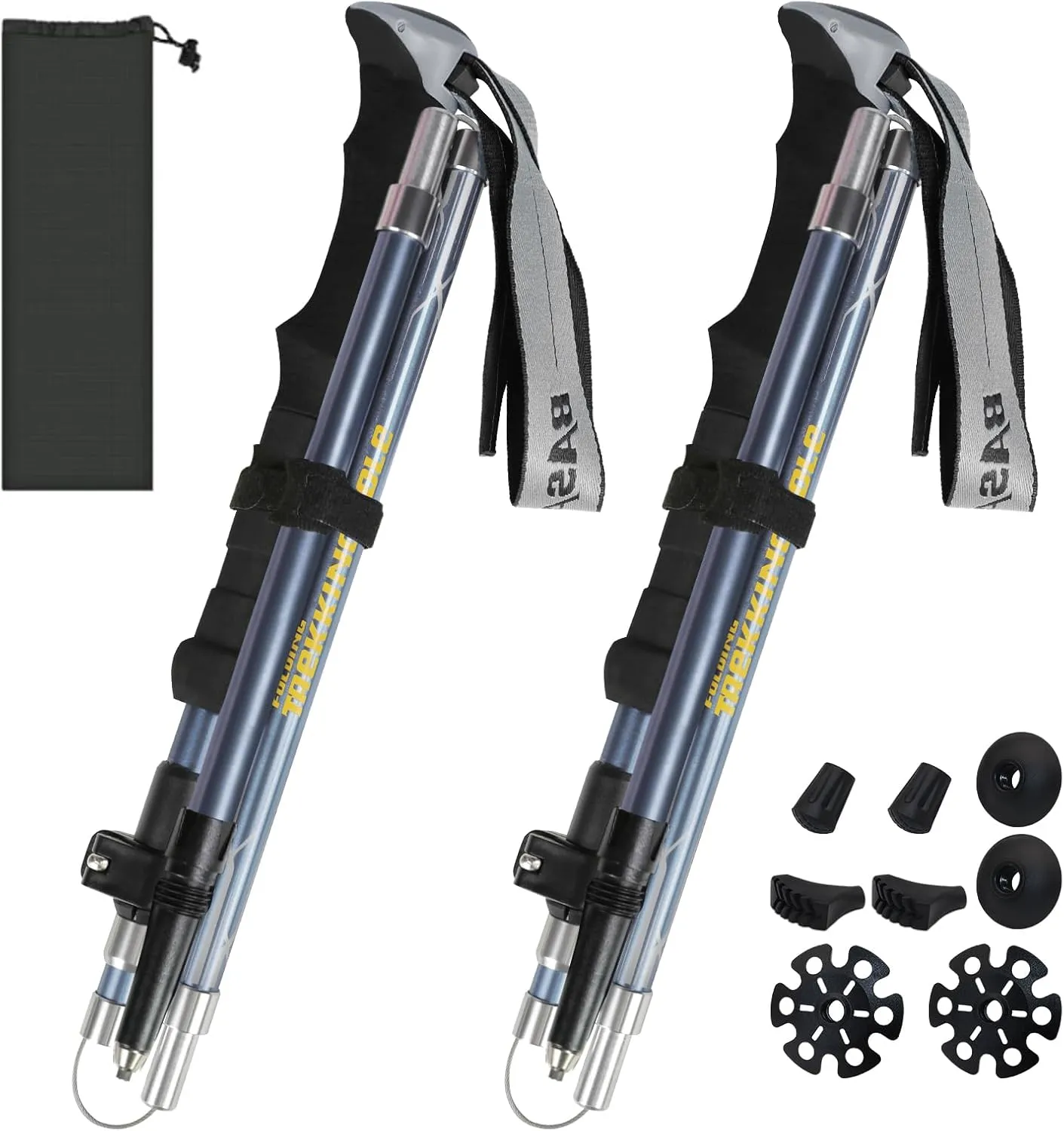 Trekking Poles Collapsible Hiking Poles for Men Women Upgraded Thickened Aircraft-Grade Aluminum Alloy Trekking Sticks with Tip Kits Carrying Bag