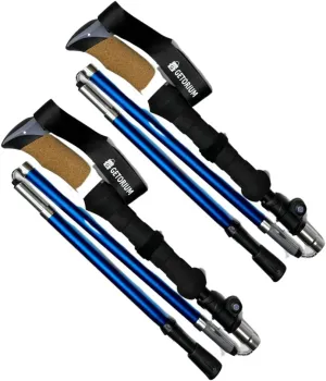 Trekking Poles - Lightweight, Folding Hiking Poles for Backpacking Gear, Nordic Ultralight Walking Sticks, 2 Poles, Aluminum 7075, 110-130cm, Cork Grip