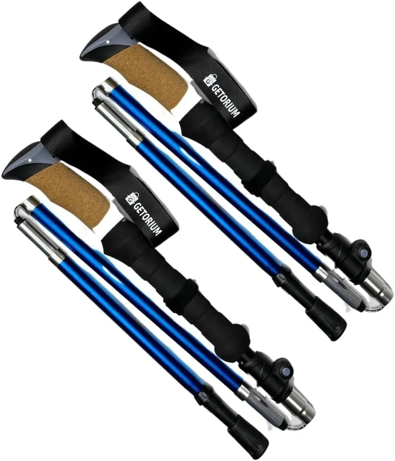 Trekking Poles - Lightweight, Folding Hiking Poles for Backpacking Gear, Nordic Ultralight Walking Sticks, 2 Poles, Aluminum 7075, 110-130cm, Cork Grip
