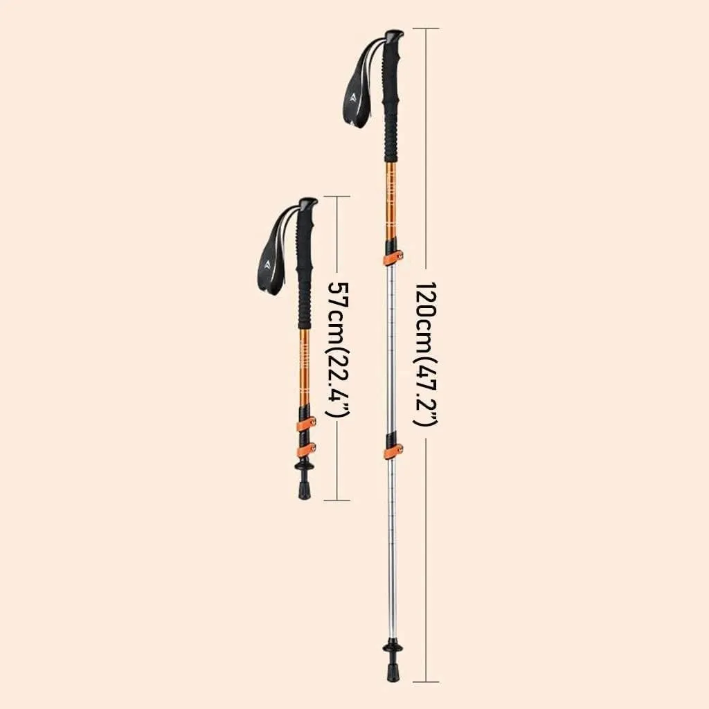 Trekking Poles- Lightweight, Strong Lightweight Aluminum,Adjustable Telescopic Quick Lock, Extended Down Grip Plus Tip Kit (Color : Orange)