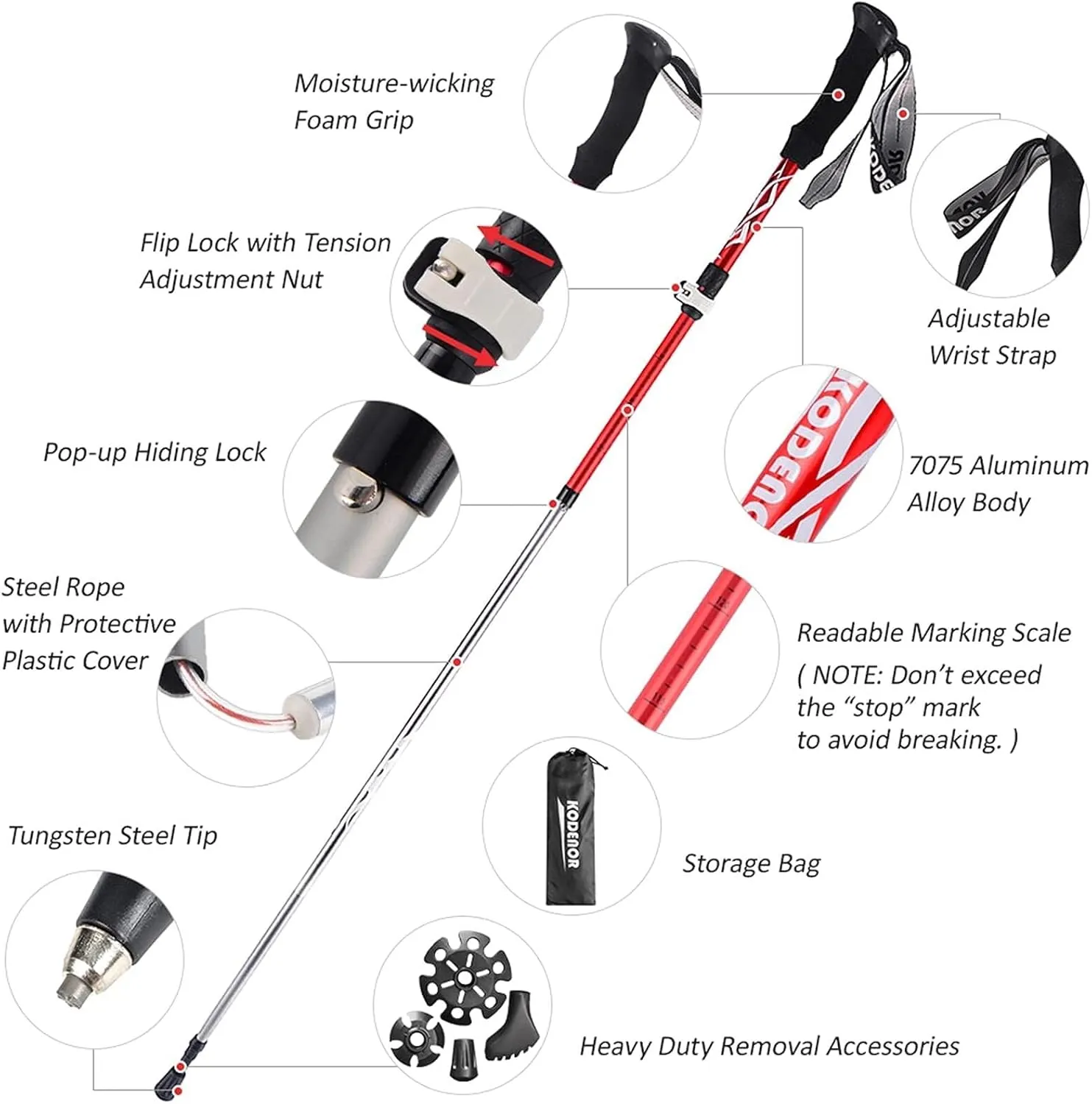 Trekking Poles, Retractable and Foldable Outdoor Trekking Poles, Lightweight Shock-Resistant Trekking Poles, Durable and Easy to Carry and Store (Gold 95~110cm)