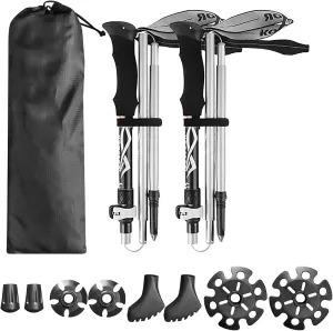 Trekking Poles, Retractable and Foldable Outdoor Trekking Poles, Lightweight Shock-Resistant Trekking Poles, Durable and Easy to Carry and Store (Gold 95~110cm)