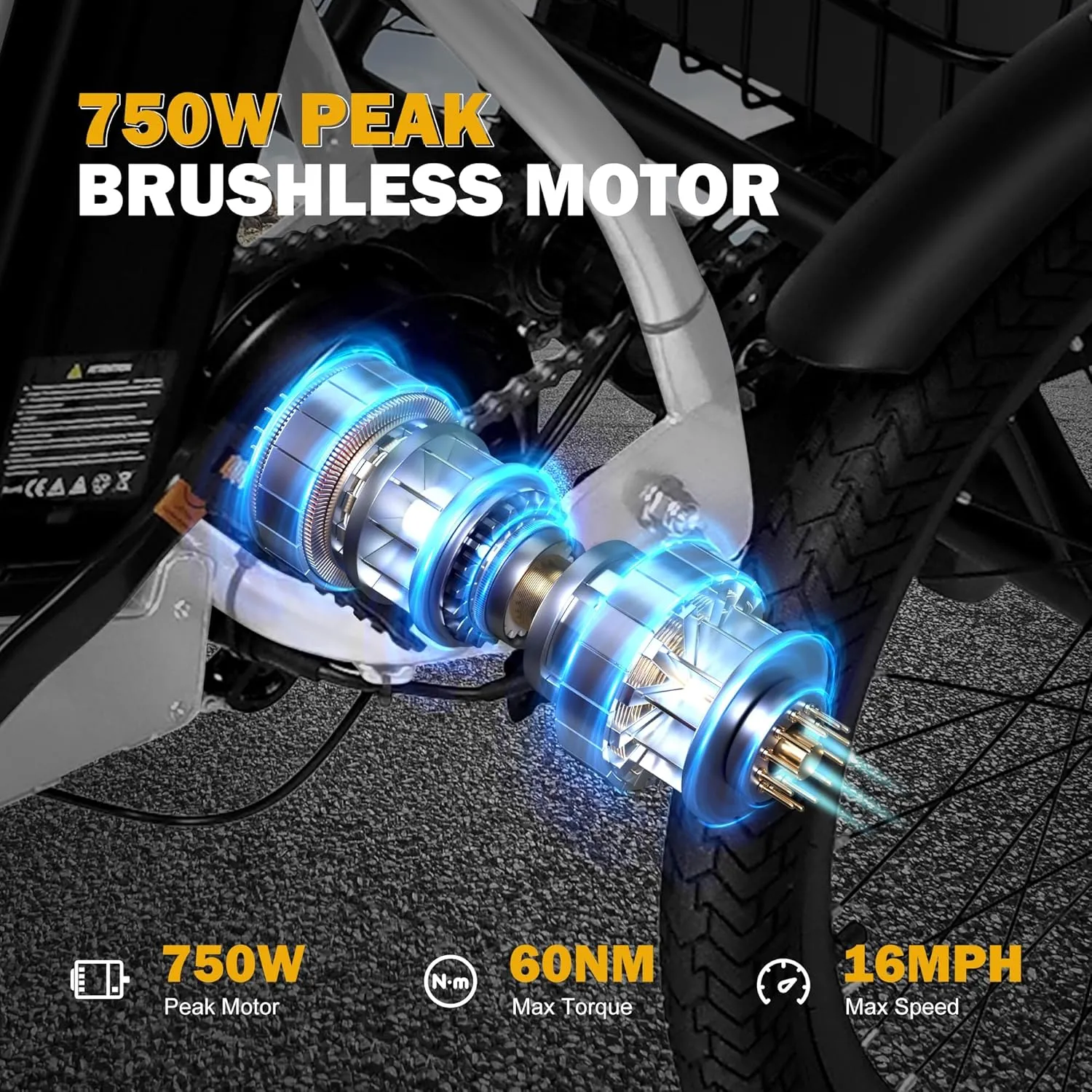 Triker Electric Bike, Peak 750W Brushless Motor Folding Trike Ebike, 468Wh Removable Battery, Step-Thru 3 Wheel Electric Bicycle, Up to 50 Miles, 20 Tire Tricycle for Adults