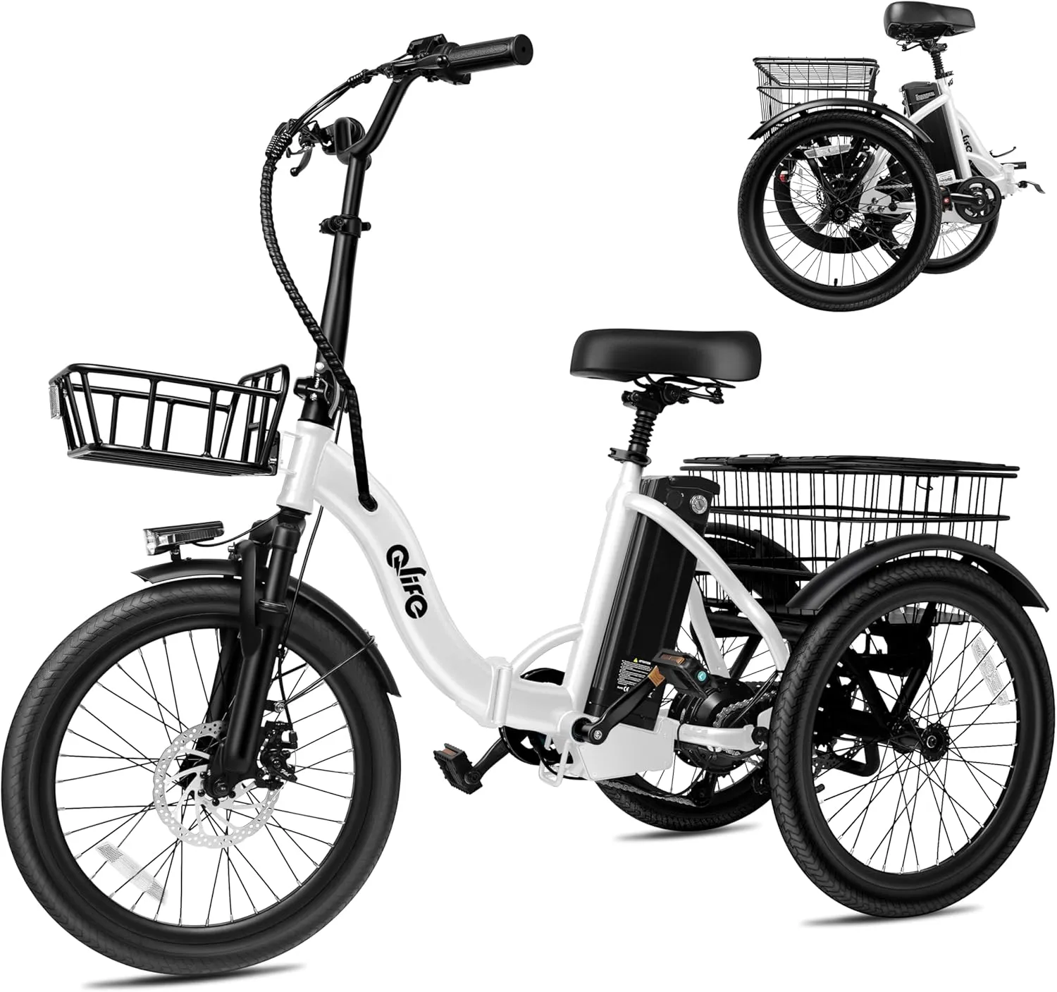 Triker Electric Bike, Peak 750W Brushless Motor Folding Trike Ebike, 468Wh Removable Battery, Step-Thru 3 Wheel Electric Bicycle, Up to 50 Miles, 20 Tire Tricycle for Adults