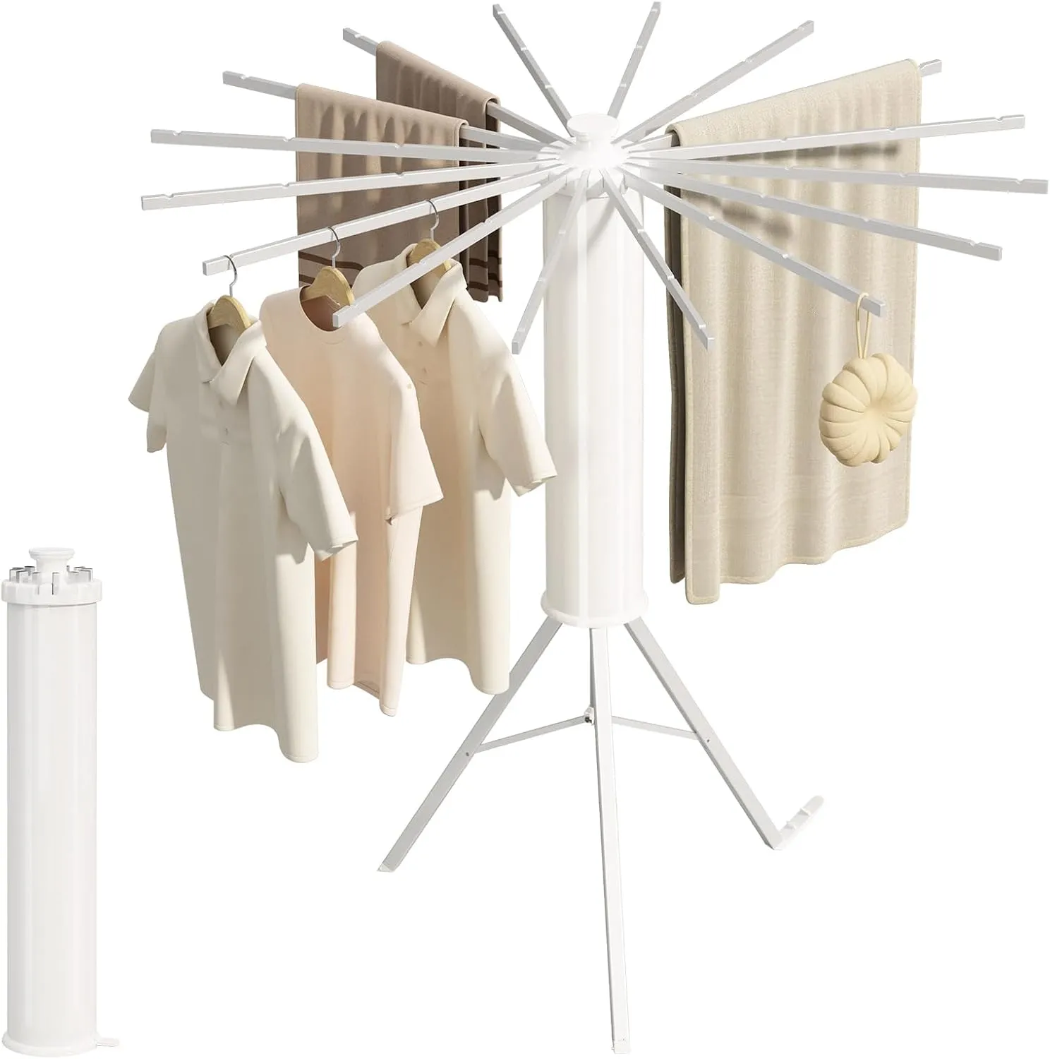 Tripod Clothes Drying Rack, Portable & Foldable Space Saving - 16 Expandable Aluminum Rods, Collapsible for Camping, Balcony, Bedroom & Laundry Room