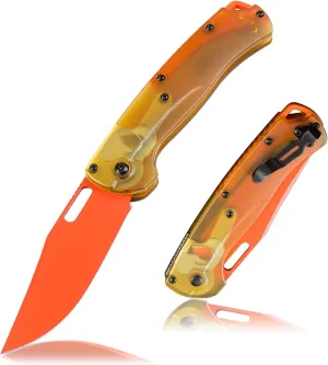 Ultem Knife Modified Upgraded Version Pocket Knife For Men Outdoor Camping Folding Knife (Style2-Orange Blade)