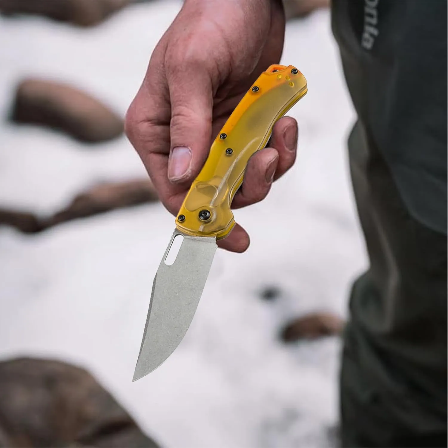 Ultem Knife Modified Upgraded Version Pocket Knife For Men Outdoor Camping Folding Knife (Style2-Orange Blade)
