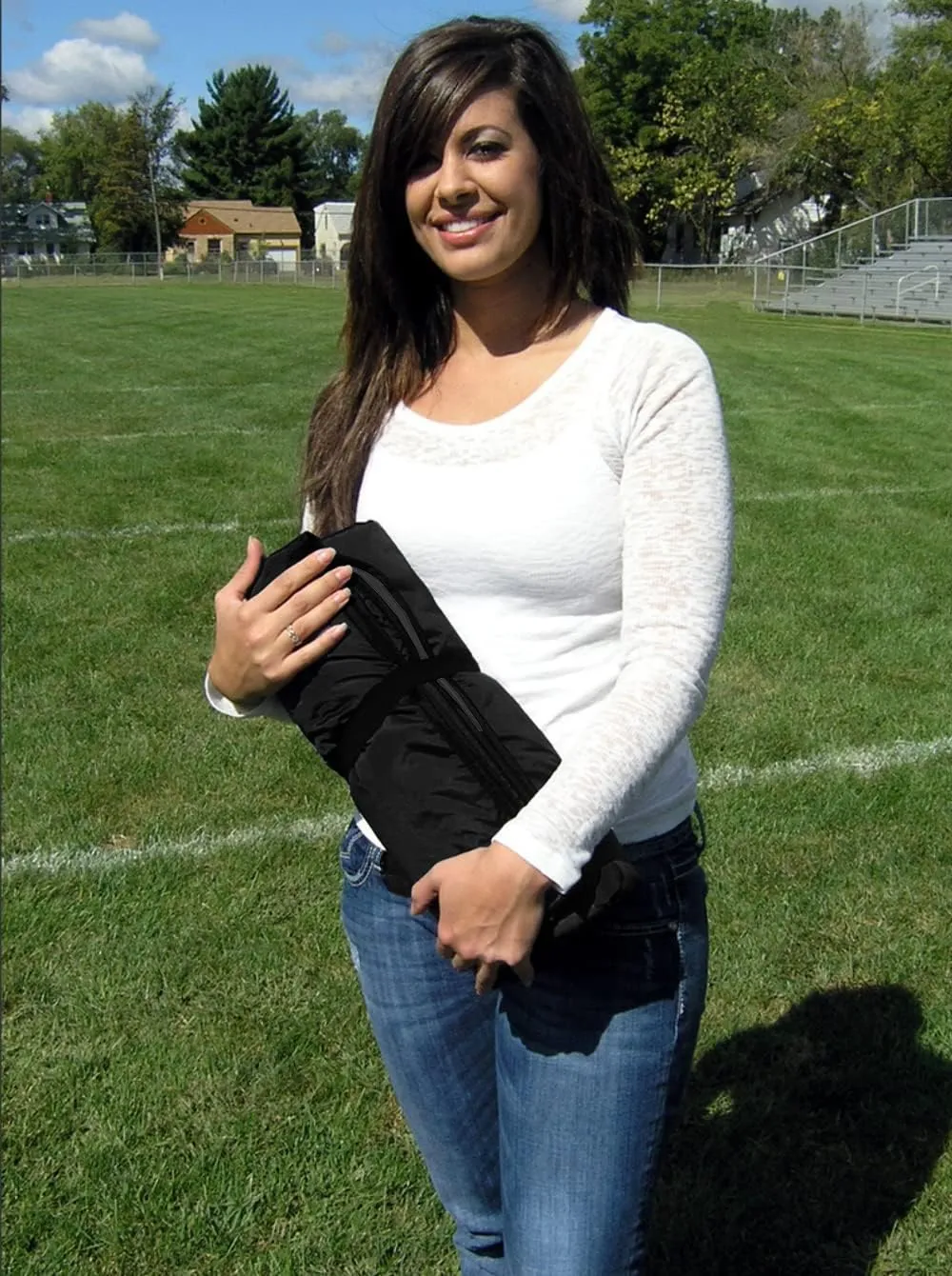 Ultimate SportsWrap - PATENTED - The Only WEARABLE Weatherproof/Stadium/Picnic/Sports Blanket, complete with Upper and Lower Zippers, Lined & Adjustable Hood and Inside Hand Warmers, 70" X 58"