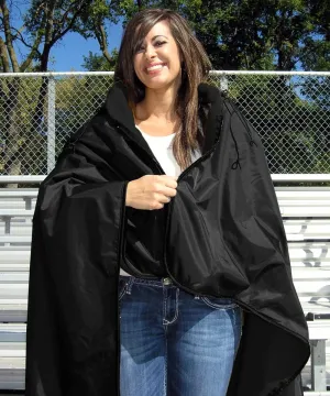 Ultimate SportsWrap - PATENTED - The Only WEARABLE Weatherproof/Stadium/Picnic/Sports Blanket, complete with Upper and Lower Zippers, Lined & Adjustable Hood and Inside Hand Warmers, 70" X 58"