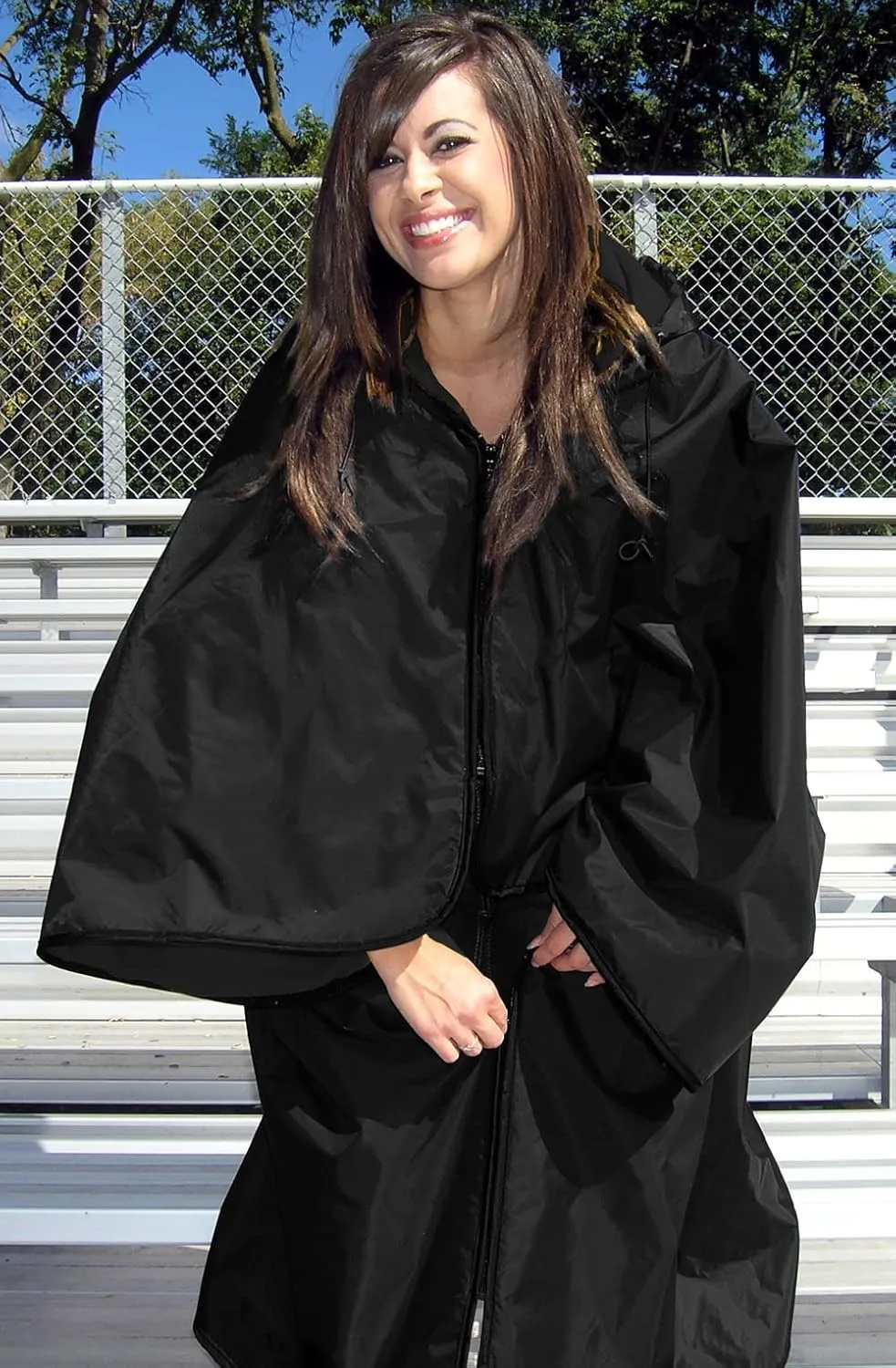 Ultimate SportsWrap - PATENTED - The Only WEARABLE Weatherproof/Stadium/Picnic/Sports Blanket, complete with Upper and Lower Zippers, Lined & Adjustable Hood and Inside Hand Warmers, 70" X 58"