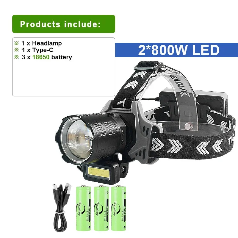 Ultra Powerful 800W LED Headlamp