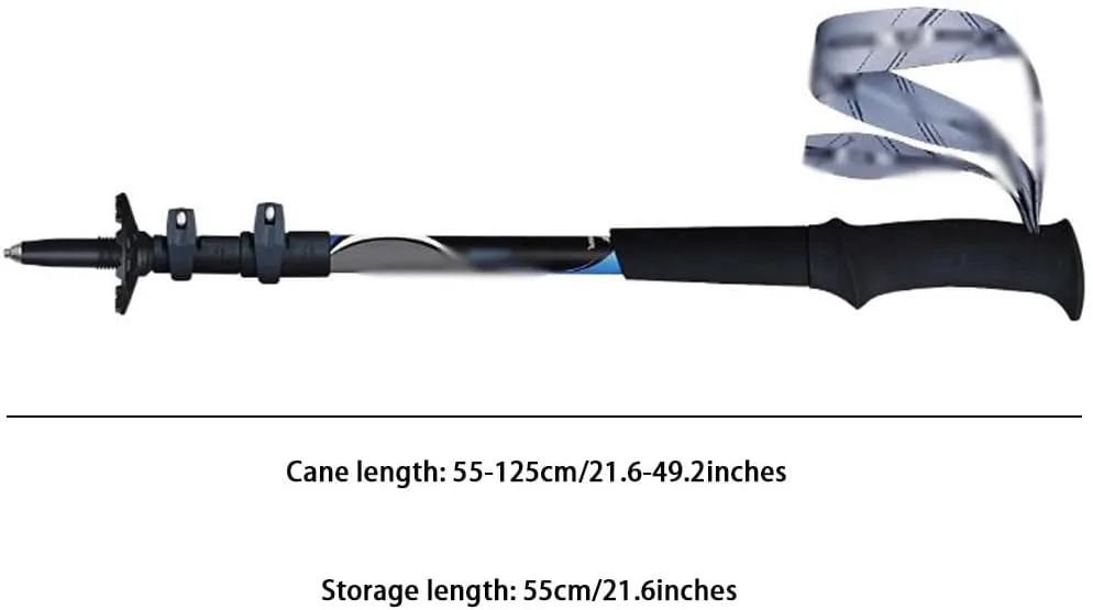 Ultralight Carbon Fiber Trekking Pole, Retractable Portable Outdoor Equipment, Cable with Safety Flip Lock, EVA Grip   Adjustable Wrist Strap