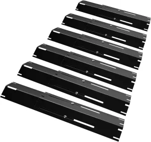 Unicook Adjustable Grill Burner Covers for Gas Grill, Porcelain Steel Heat Plate Shields, BBQ Heat Tents, Heavy Duty Flame Tamer, Barbecue Replacement Parts, Extends from 11.75" up to 21" L, 6 Pack