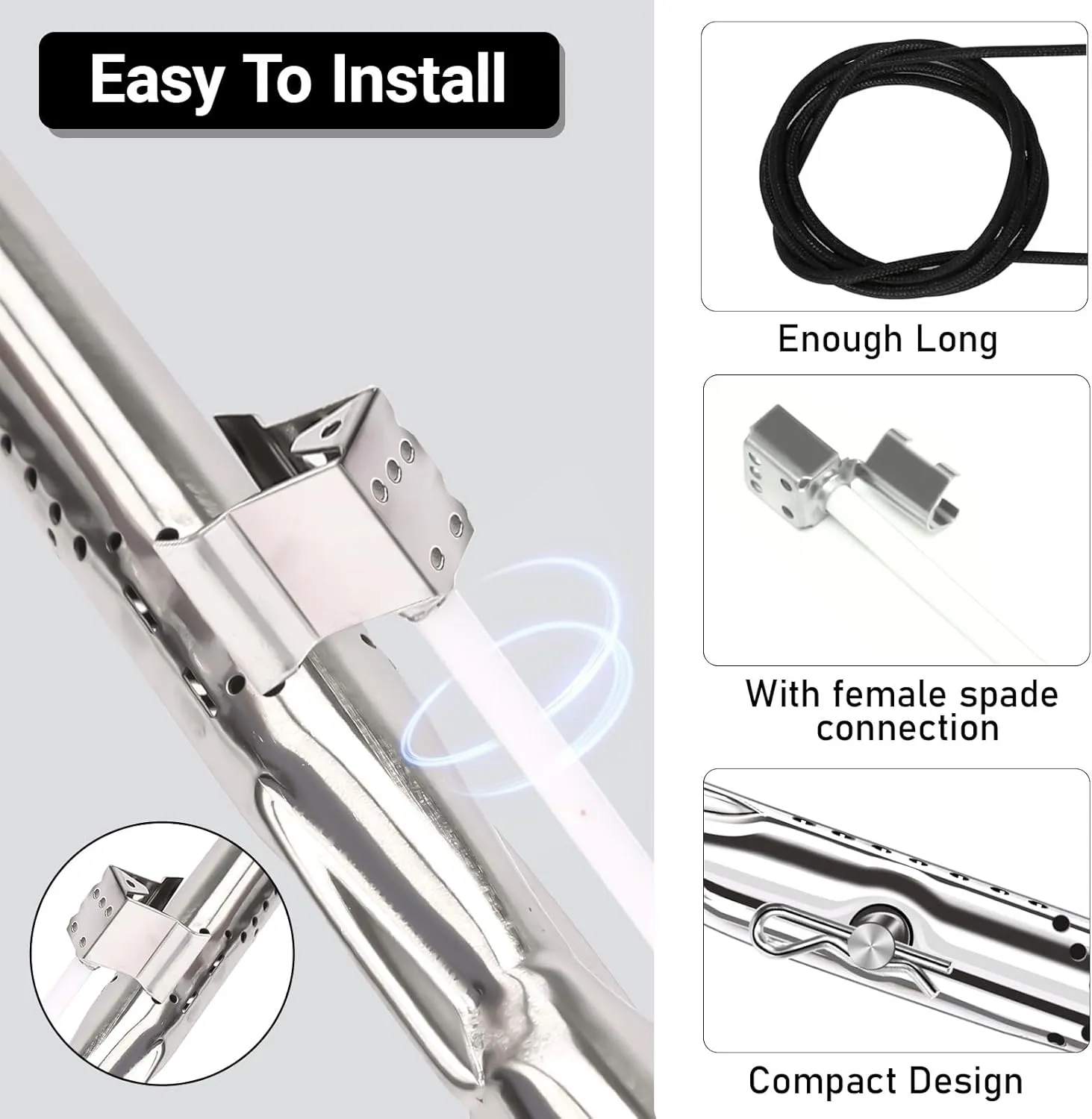 Uniflasy Grill Replacement Parts for Charbroil Advantage Series 4 Burner 463344116 466344116 Gas Grills, Stainless Steel G432-8M00-W1 Burner Tube, G361-0003-W1 Heat Plate, Adjustable Crossover Tube