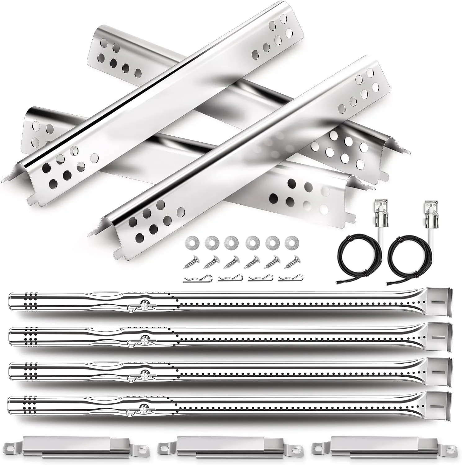 Uniflasy Grill Replacement Parts for Charbroil Advantage Series 4 Burner 463344116 466344116 Gas Grills, Stainless Steel G432-8M00-W1 Burner Tube, G361-0003-W1 Heat Plate, Adjustable Crossover Tube