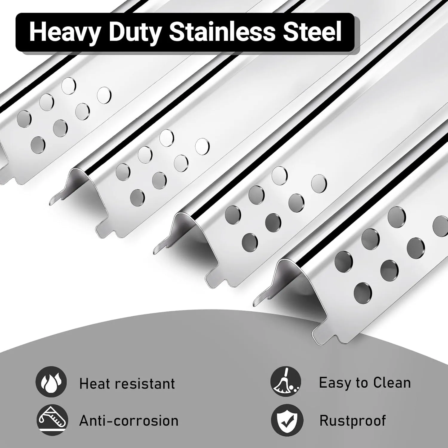 Uniflasy Grill Replacement Parts for Charbroil Advantage Series 4 Burner 463344116 466344116 Gas Grills, Stainless Steel G432-8M00-W1 Burner Tube, G361-0003-W1 Heat Plate, Adjustable Crossover Tube