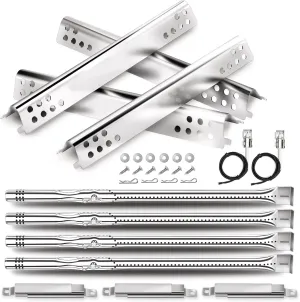 Uniflasy Grill Replacement Parts for Charbroil Advantage Series 4 Burner 463344116 466344116 Gas Grills, Stainless Steel G432-8M00-W1 Burner Tube, G361-0003-W1 Heat Plate, Adjustable Crossover Tube