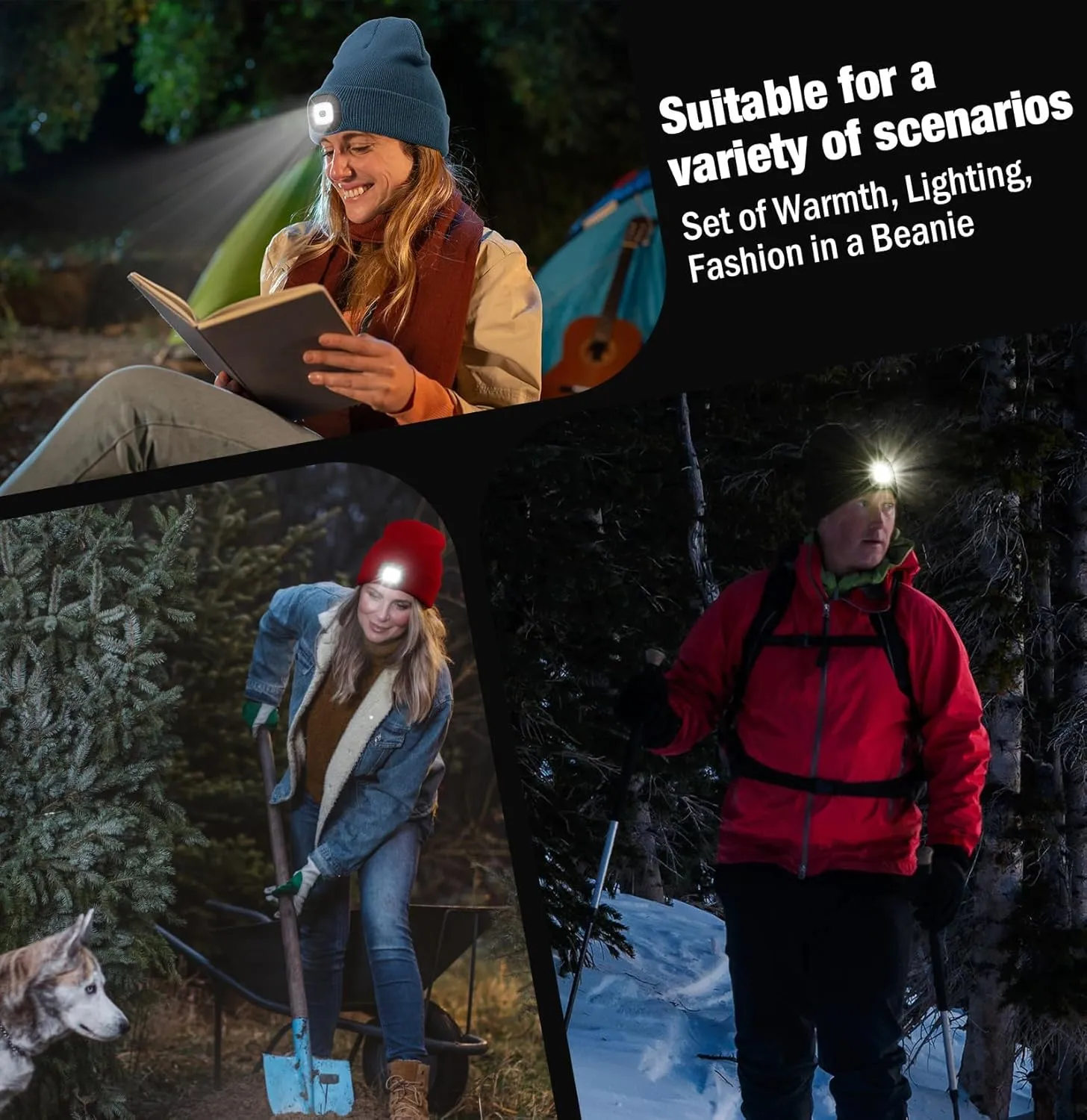 Unisex LED Beanie,USB Rechargeable Winter Flashlight,Christmas Beanie with a Light for Men