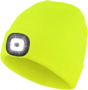 Unisex LED Beanie,USB Rechargeable Winter Flashlight,Christmas Beanie with a Light for Men