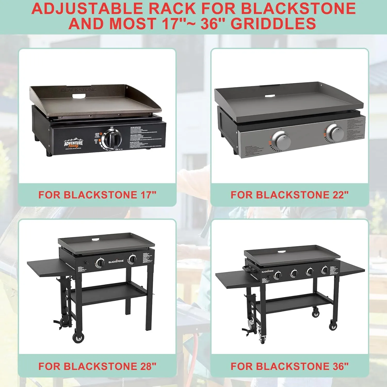Universal Griddle Warming Rack for Blackstone 36 28 22 17 inch Griddle Accessories, Adjustable Rack for Weber and Most Flattop Grills, Griddle Cooling Rack for Blackstone 2149 1984 1554 Grill