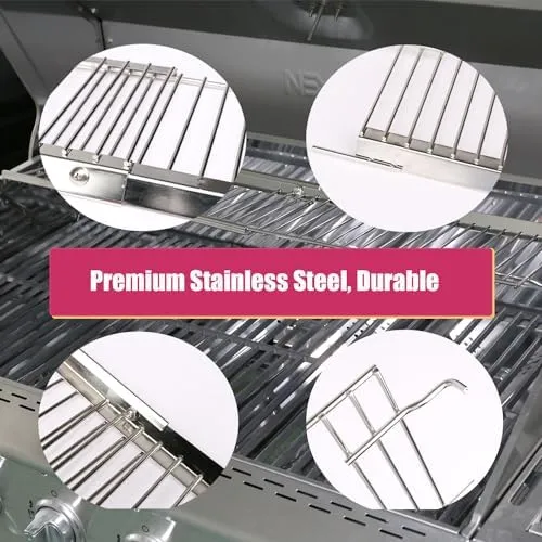 Universal Grill Warming Rack 19.7''- 32.3'', Adjustable Warming Rack for Nexgrill, Dynaglo, Cuisinart, Monument 4/5 Burner Grills, Stainless Steel Warming Rack Replacement for Nexgrill
