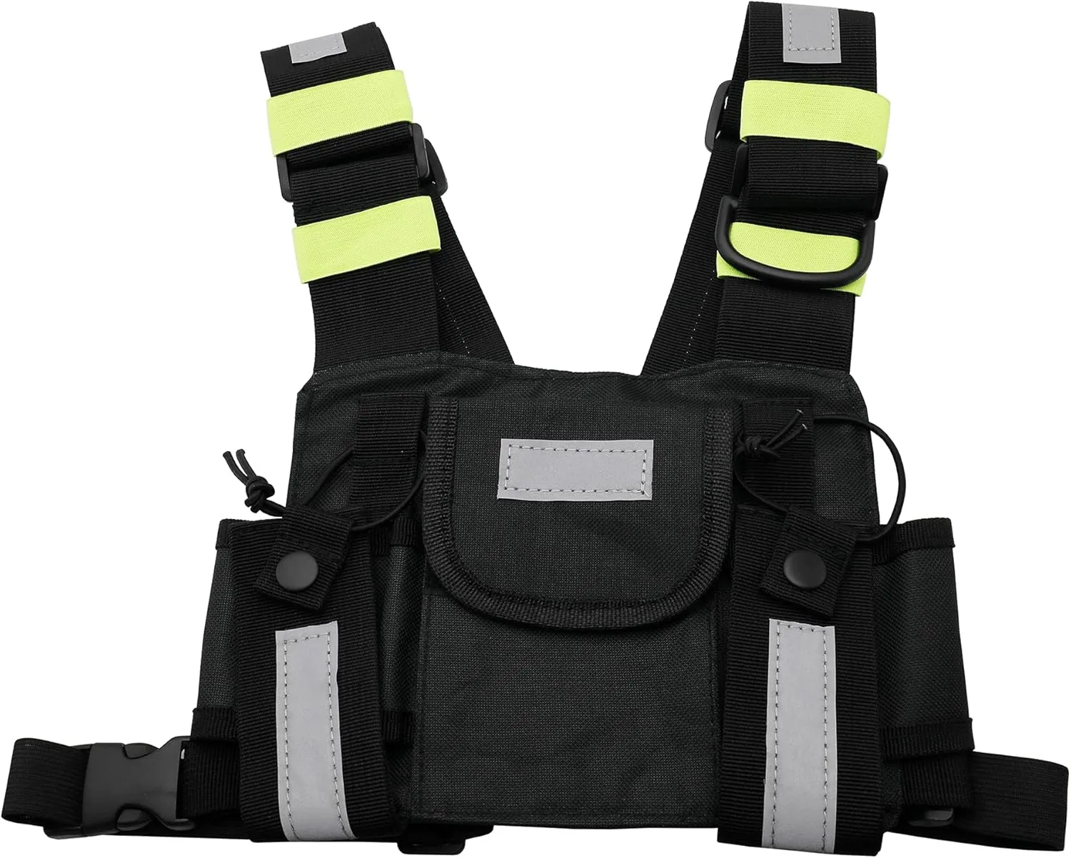Universal Radio Harness Chest Rig Bag Pocket Pack Holster Vest Fluorescent Green for Two Way Radio