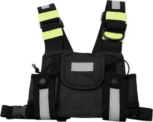 Universal Radio Harness Chest Rig Bag Pocket Pack Holster Vest Fluorescent Green for Two Way Radio