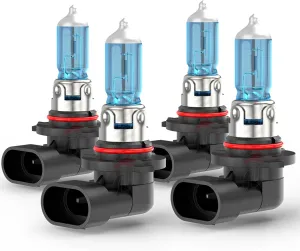 Upgraded Halogen Headlight Bulbs for Chevy Silverado 1500 2500 3500 1999 2000 2001 2002 2003 2004 2005 2006, 9005 9006 High Low Beam Headlamp Lights, 6000k White, 300% Brightness, Plug n Play, 4-Pack