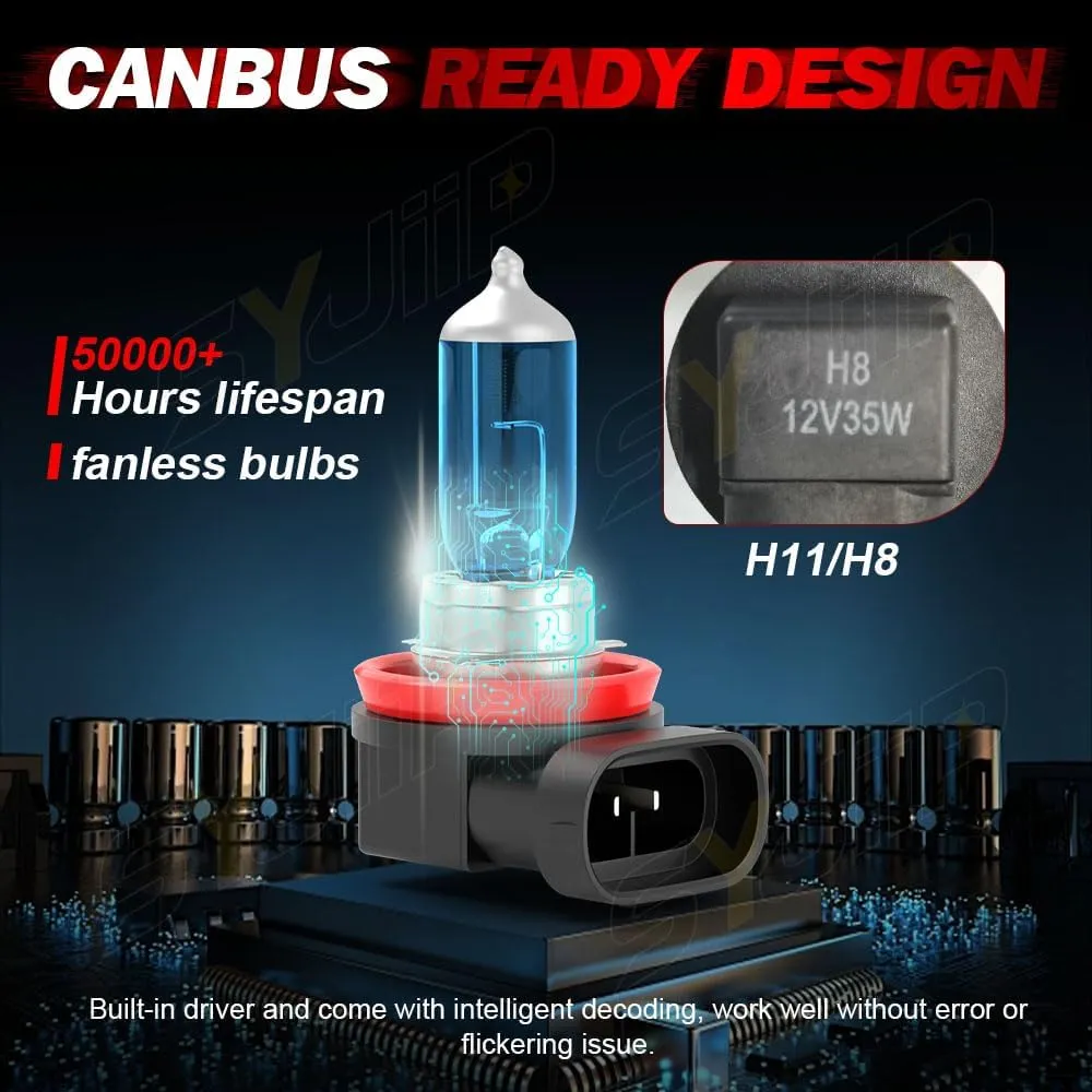 Upgraded Halogen Headlight Bulbs For Toyota Camry 2007 2008 2009 2010 2011 2012 2013 2014 2015 2016 2017 2018, 9005 H11 High Low Beam Headlamp Lights, 6000K White, 300% Brightness, Plug n Play, 4-Pack