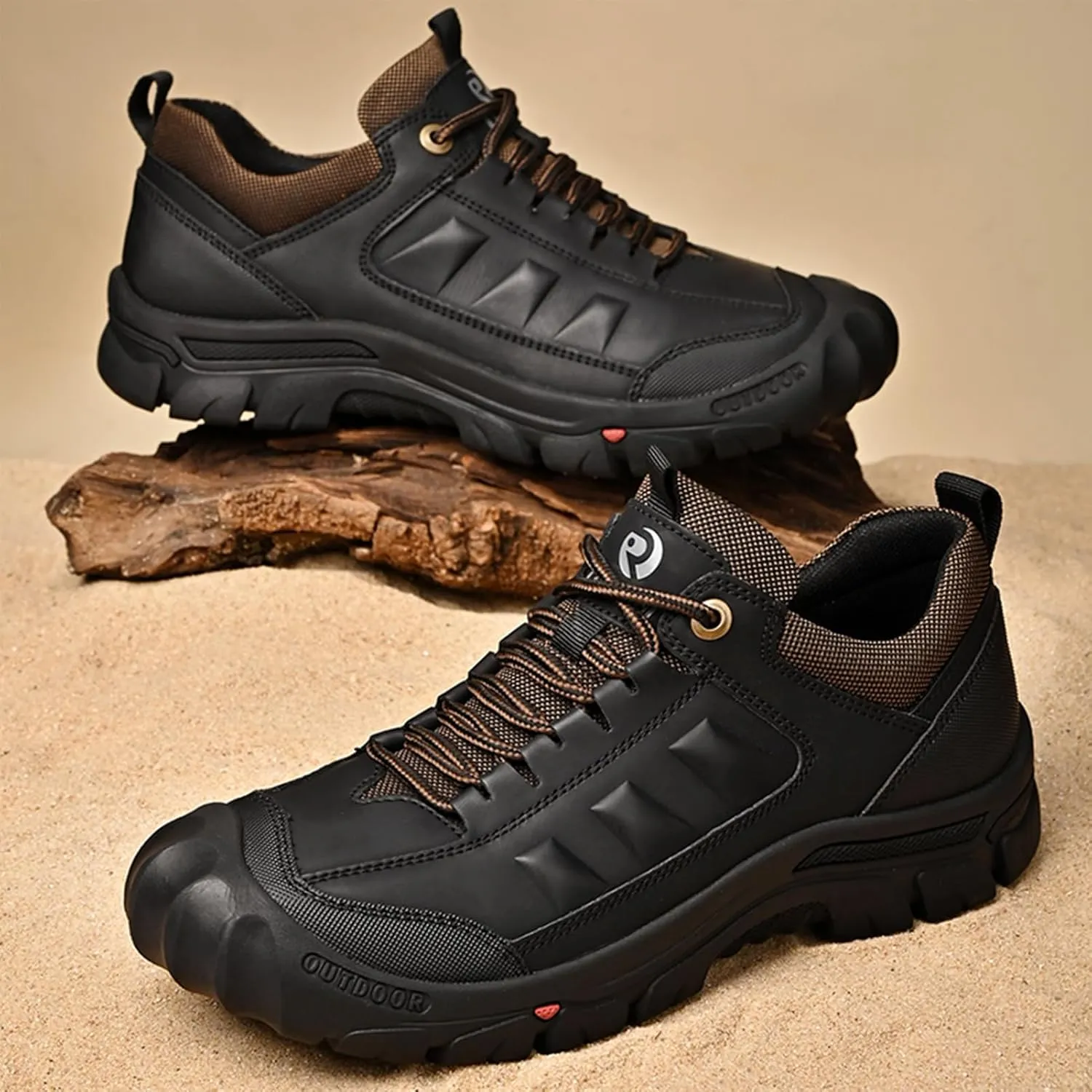 UPIShi Men's Hiking Waterproof Leather Outdoor Breathable Walking Casual Work Shoes