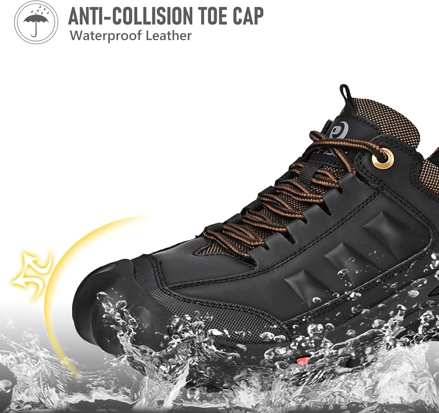 UPIShi Men's Hiking Waterproof Leather Outdoor Breathable Walking Casual Work Shoes