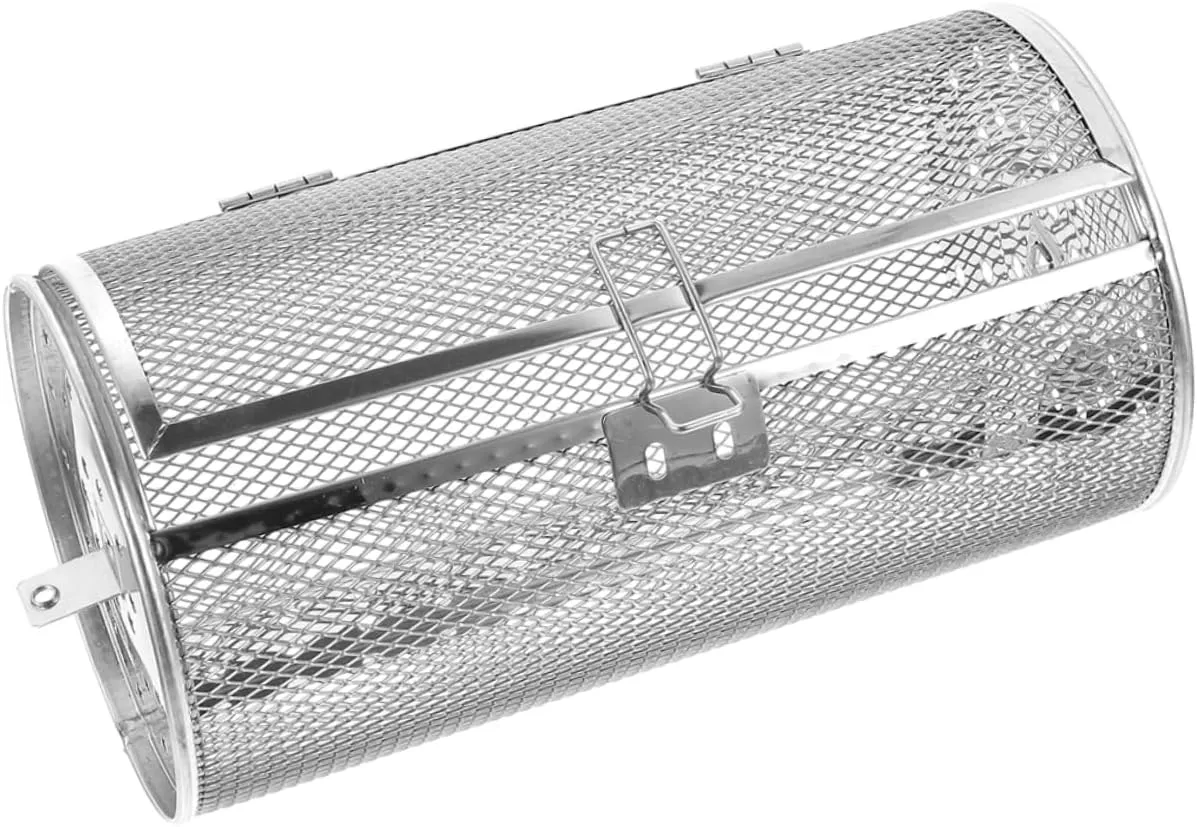 UPKOCH Stainless Steel Rotisserie Roaster Basket for Air Fryers and Ovens Versatile Baking Tool for Nuts Dried Fruits and Meats Easy Open Movable Door for Convenient Use