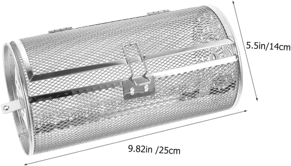 UPKOCH Stainless Steel Rotisserie Roaster Basket for Air Fryers and Ovens Versatile Baking Tool for Nuts Dried Fruits and Meats Easy Open Movable Door for Convenient Use