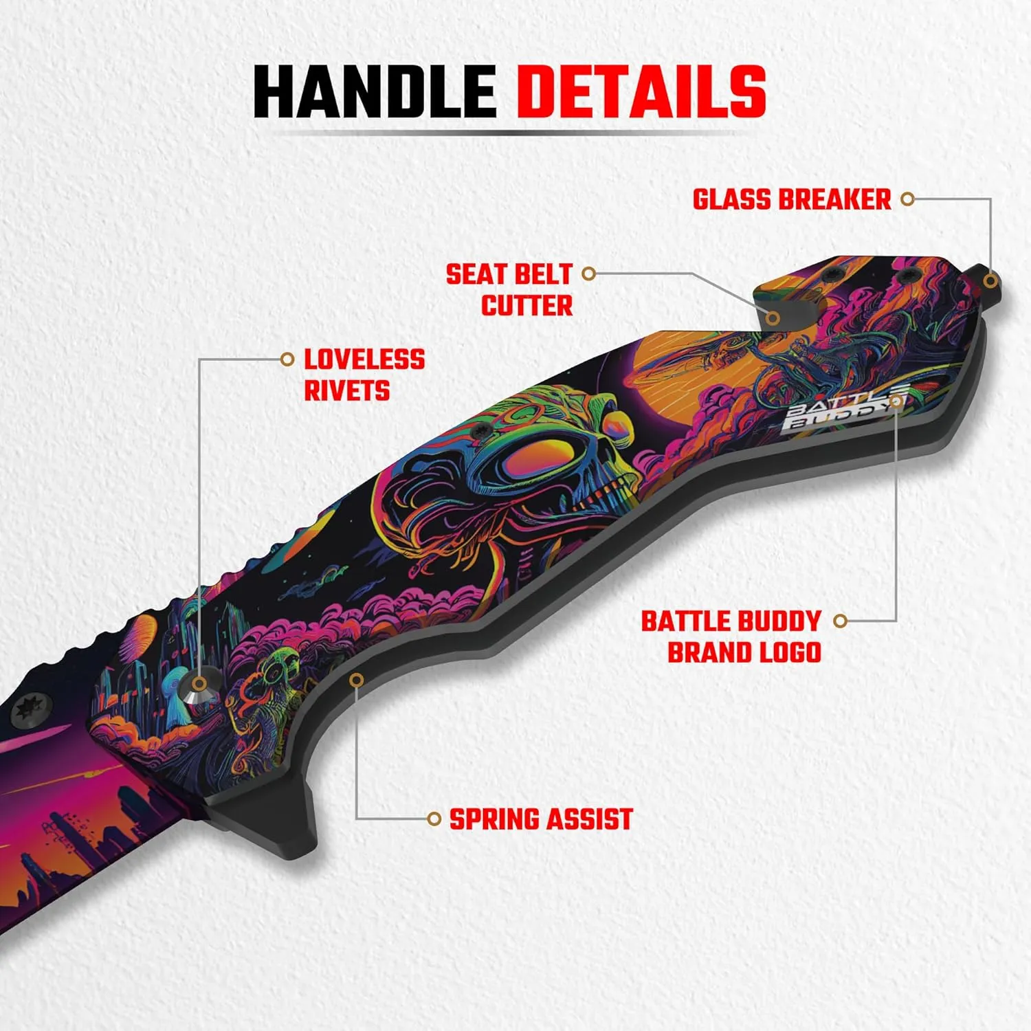 Urban Legend Knives, Funky Knife, Digital Printing On Blade, Fun Pocket Knife