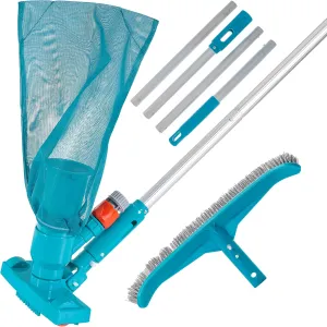 U.S. Pool Supply Deluxe Swimming Pool Maintenance Kit with Deluxe Jet Vacuum, 16" Floor & Wall Scrub Brush, Adjustable Telescopic Pole - Clean Remove Leaves & Debris, Above-Ground In-Ground Pools Spa