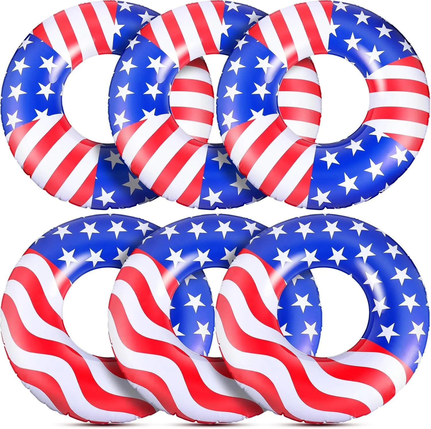 USA Flag Pool Float 36'' America Flag Inflatable Ring Pool Float Patriotic Round Swim Pool Tube for Beach Lake Ocean Pool Water Sports Summer Swimming Fun for Adults Teens
