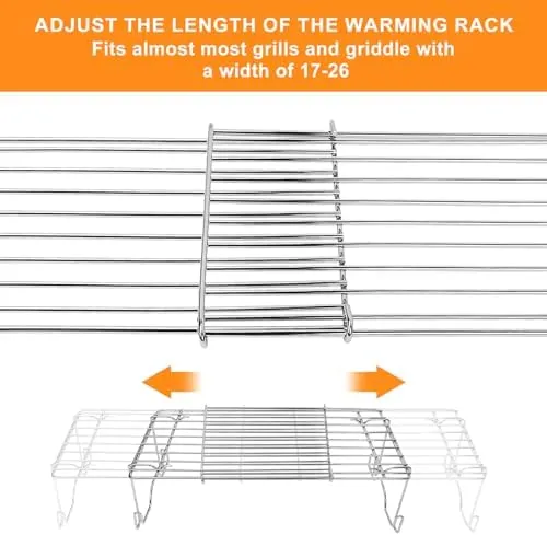 Utheer Top Grill Rack for Blackstone 22" Griddle, Adjustable Warming Rack for 17"-26"Griddle/Gas Grill, Universal Griddle Warming Rack for Weber Camp Chef Pit BOSS Cuisinart More Tabletop Griddle