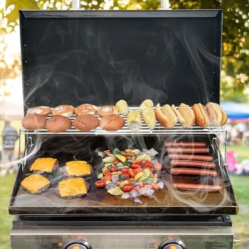 Utheer Top Grill Rack for Blackstone 22" Griddle, Adjustable Warming Rack for 17"-26"Griddle/Gas Grill, Universal Griddle Warming Rack for Weber Camp Chef Pit BOSS Cuisinart More Tabletop Griddle