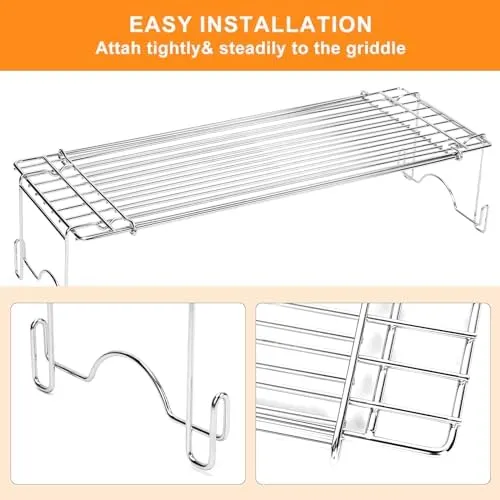 Utheer Top Grill Rack for Blackstone 22" Griddle, Adjustable Warming Rack for 17"-26"Griddle/Gas Grill, Universal Griddle Warming Rack for Weber Camp Chef Pit BOSS Cuisinart More Tabletop Griddle